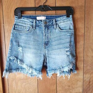 Discount Divas Distressed Frayed Hem Denim Shorts Women’s Size S Light Wash